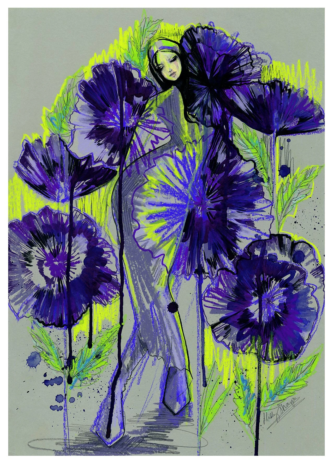 Amongst+the+flowers+III+Lime+